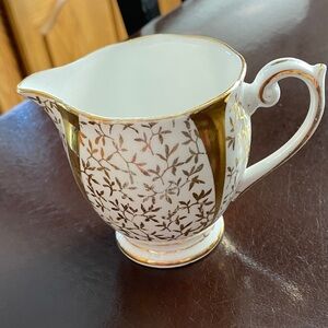 Elegant Gold and White Floral Creamer